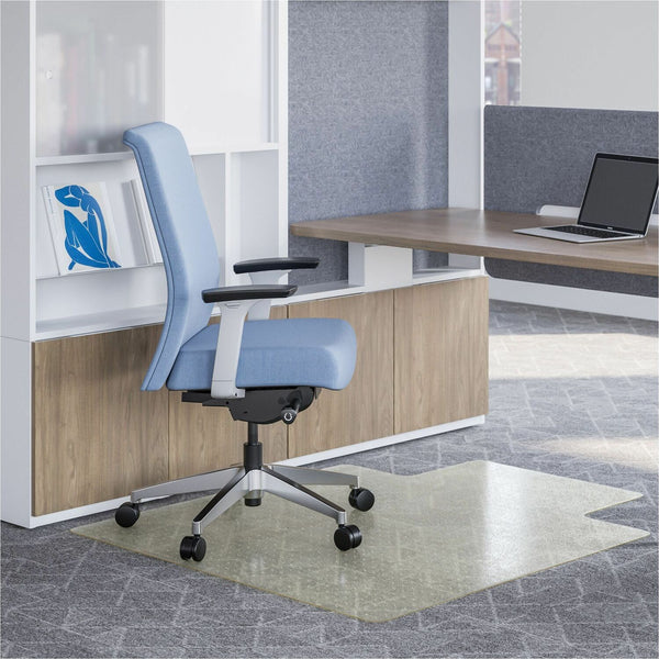 Deflecto OceanMat Chairmat Commercial, Low Pile, Chair, Carpeted Floor - 53" Width x 45" Depth - Lipped - Plastic, Polyethylene Terephthalate (PET) - Clear - 1 / Each (CM1K232OCB)