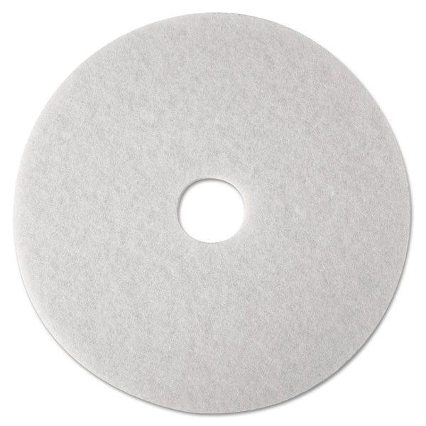 3M Low-Speed Super Polishing Floor Pads 4100, 27" Diameter, White, 5/Carton (20313)