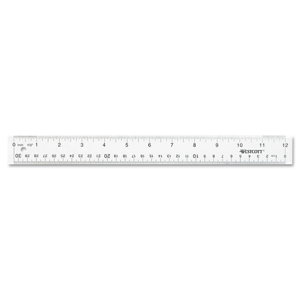 Westcott Clear Flexible Acrylic Ruler, Standard/Metric, 12" Long, Clear (10562)