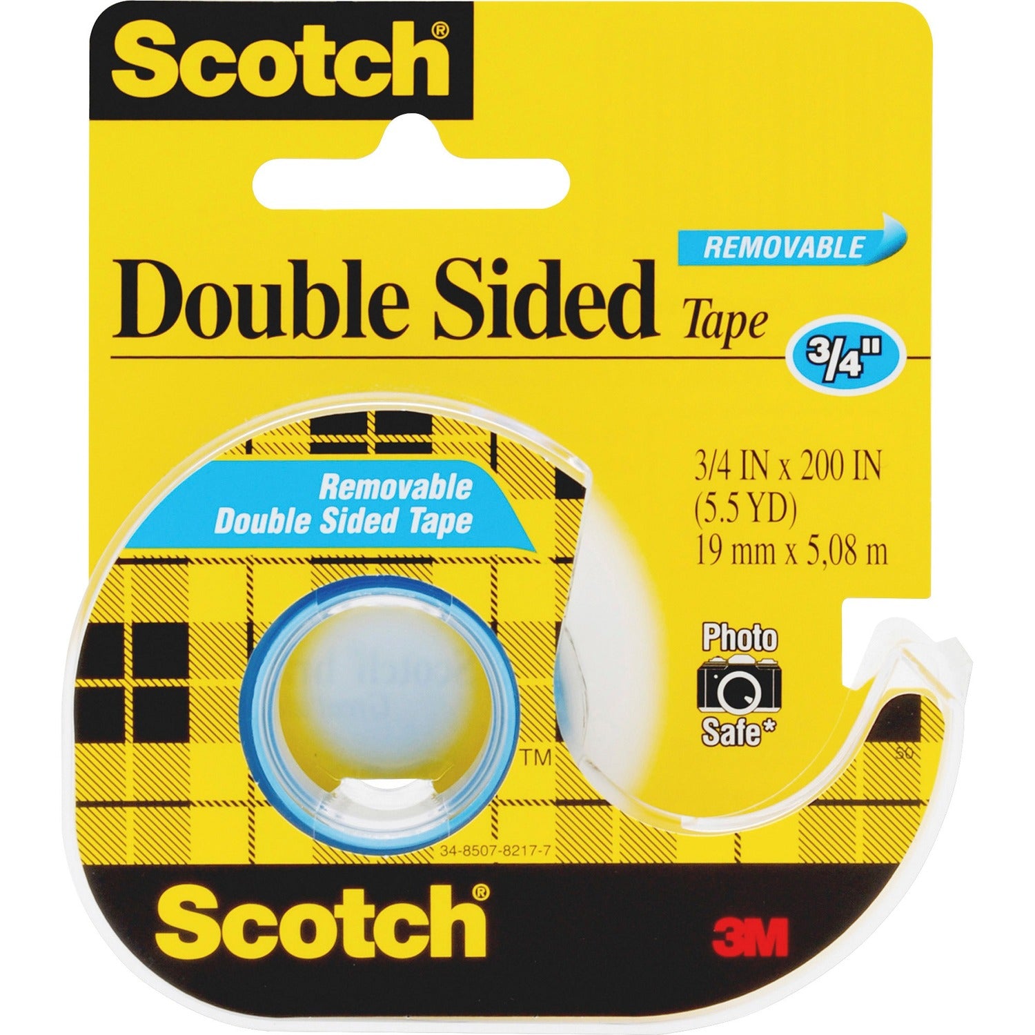 Scotch Double-Sided Photo-Safe Tape 16.67 ft Length x 0.75" Width - 1" Core - Clear - Dispenser Included - Handheld Dispenser - For Sealing, Packing - 1 Roll (238)