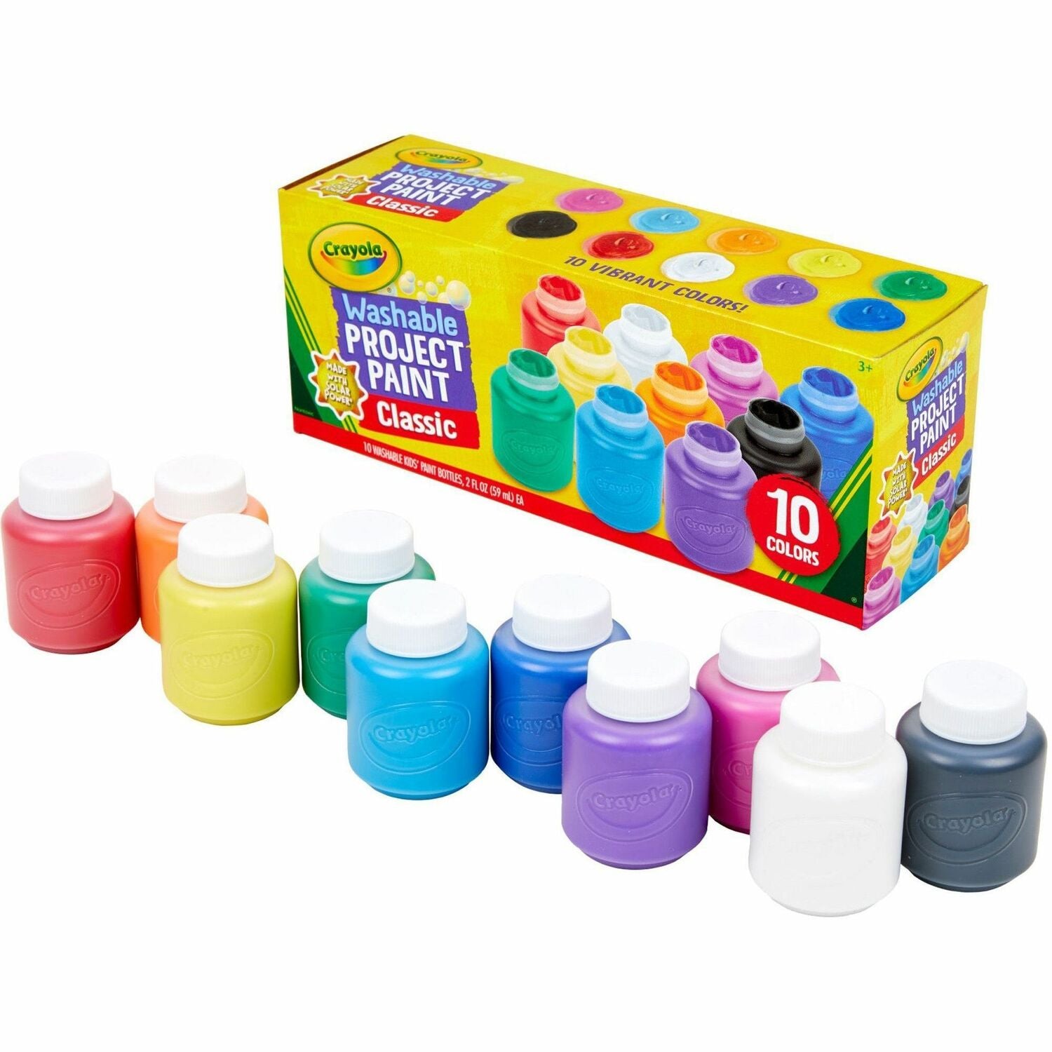 Crayola Washable Kids' Paint Set 10 Color(s) - Blue, White, Violet, Brown, Green, Turquoise, Red, Yellow, Orange, Magenta - 2 fl oz - Washable - 10 / Set (541205)
