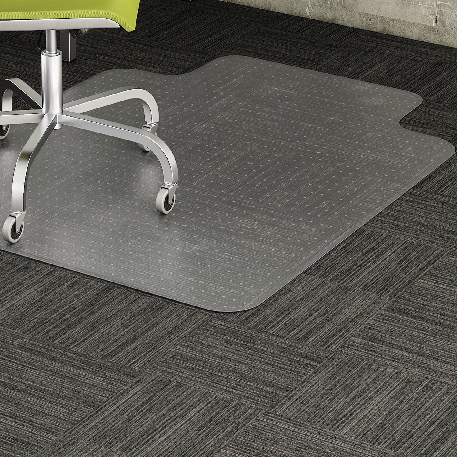 Lorell Wide Lip Low-pile Chairmat Carpeted Floor - 53" Length x 45" Width x 0.112" Thickness - Lip Size 12" Length x 25" Width - Vinyl - Clear - 1 Each (LLR82820)
