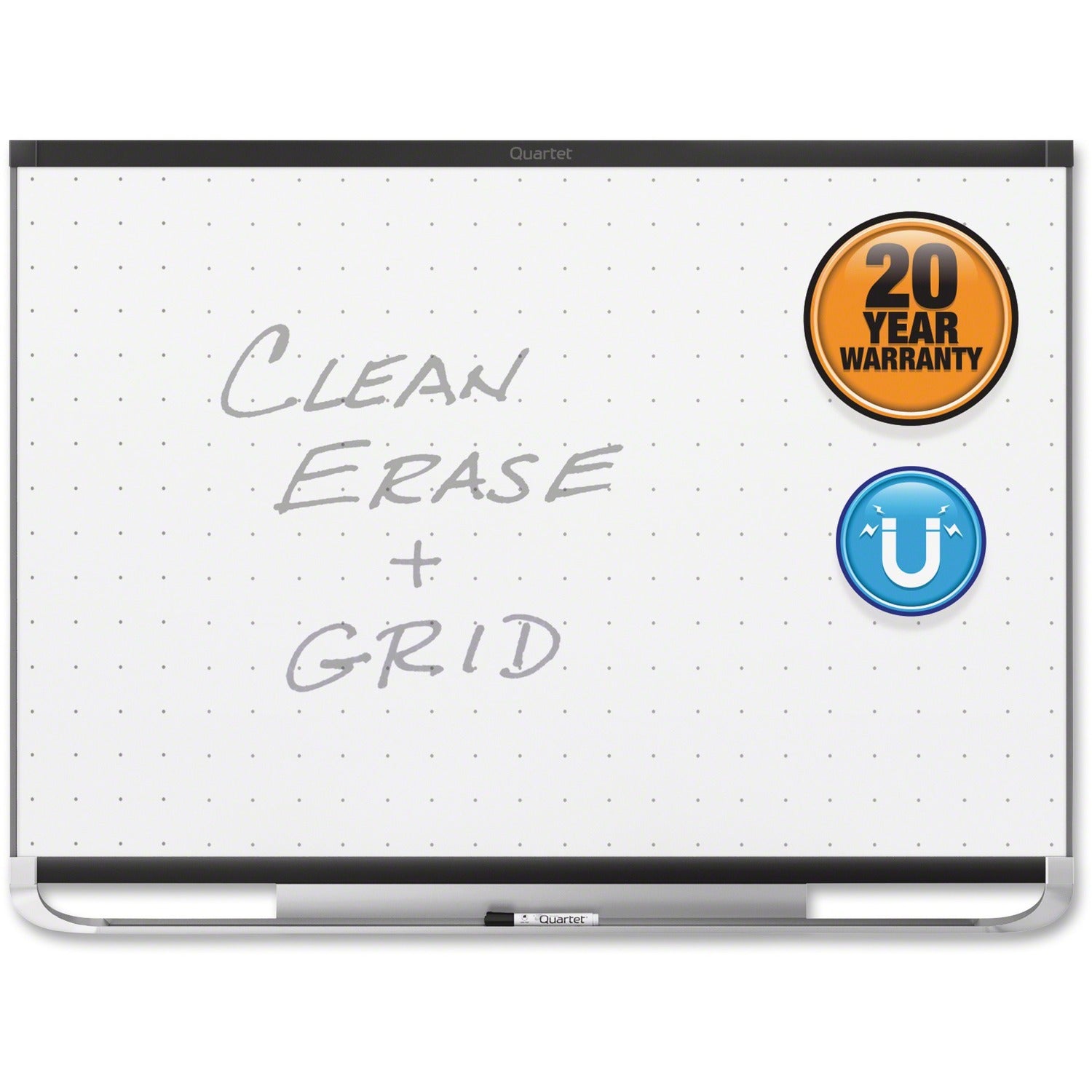 Quartet Prestige 2 Total Erase Magnetic Whiteboard 48" (4 ft) Width x 36" (3 ft) Height - White Surface - Black Aluminum Frame - Horizontal - Magnetic - 1 Each (TEM544B)