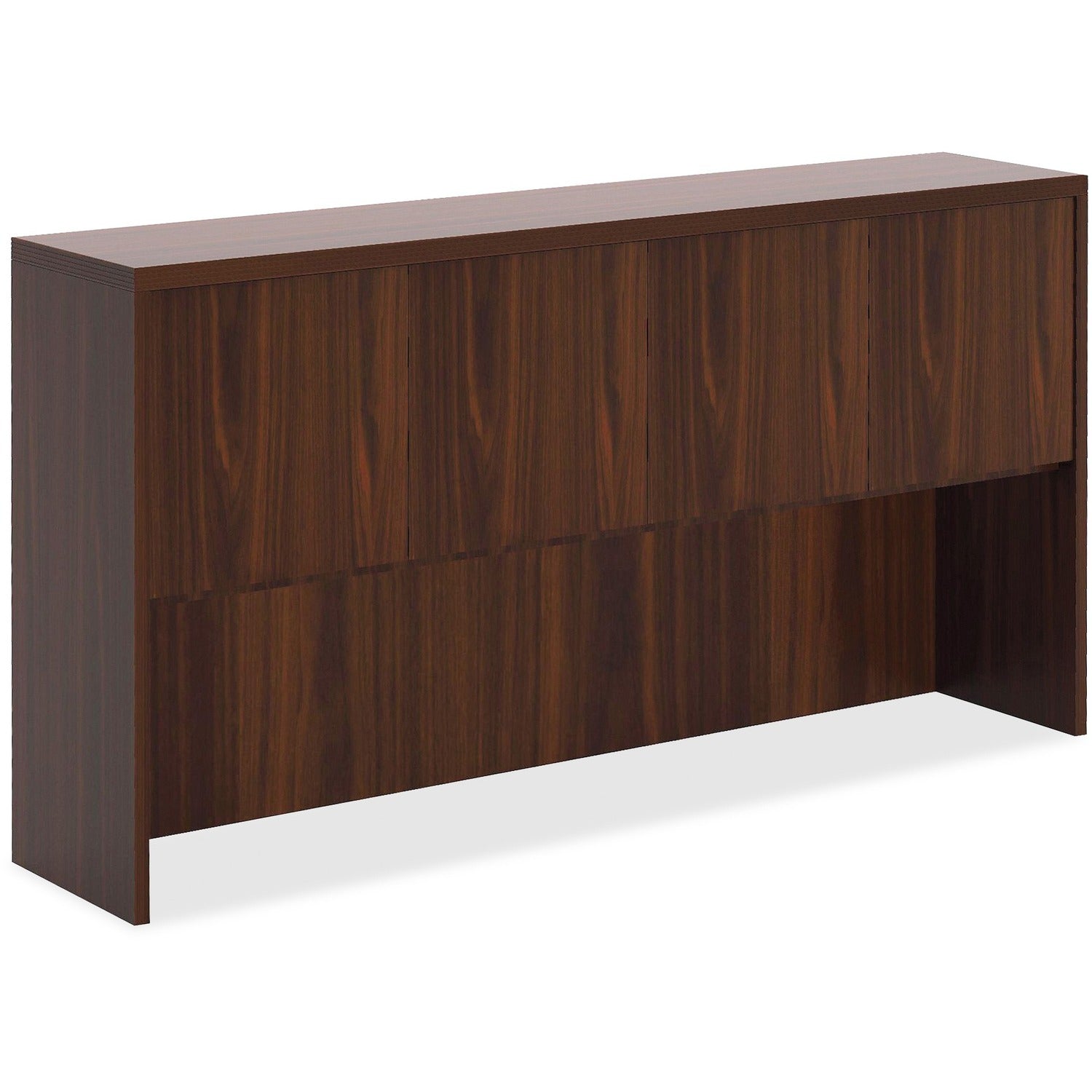 Lorell Chateau Series Hutch 36.5" Height x 66.1" Width x 14.8" Depth Hutch, x 1.5" Thickness Top - 4 Door(s) - Reeded Edge - Material: P2 Particleboard - Finish: Mahogany, Laminate - Durable - For Office (LLR34320)