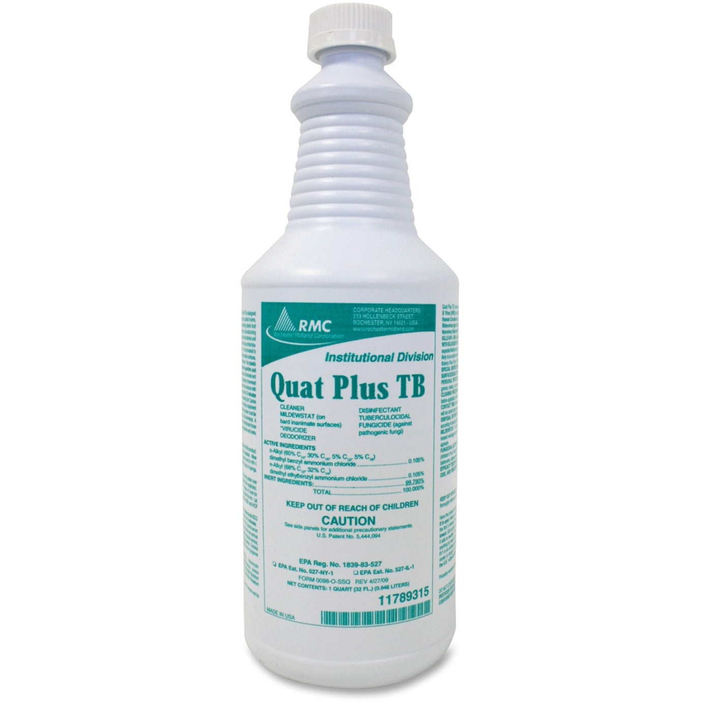 Rochester Midland RMC Quat Plus TB Disinfectant Ready-To-Use - 32 fl oz (1 quart) - Fresh Pine Scent - Antibacterial - Clear - 12 / Carton (11789315CT)