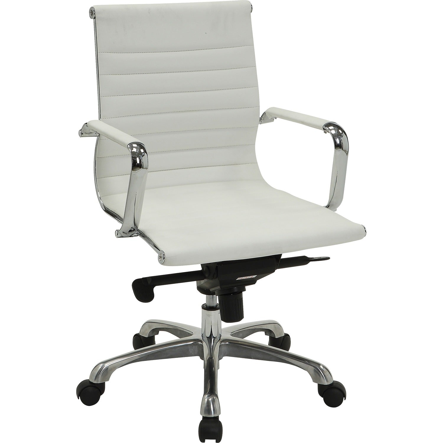 Lorell Modern Managerial Mid-back Office Chair Bonded Leather Seat Material - Bonded Leather Back Material - Mid Back - 5-star Base - White - 1Each (LLR59503)