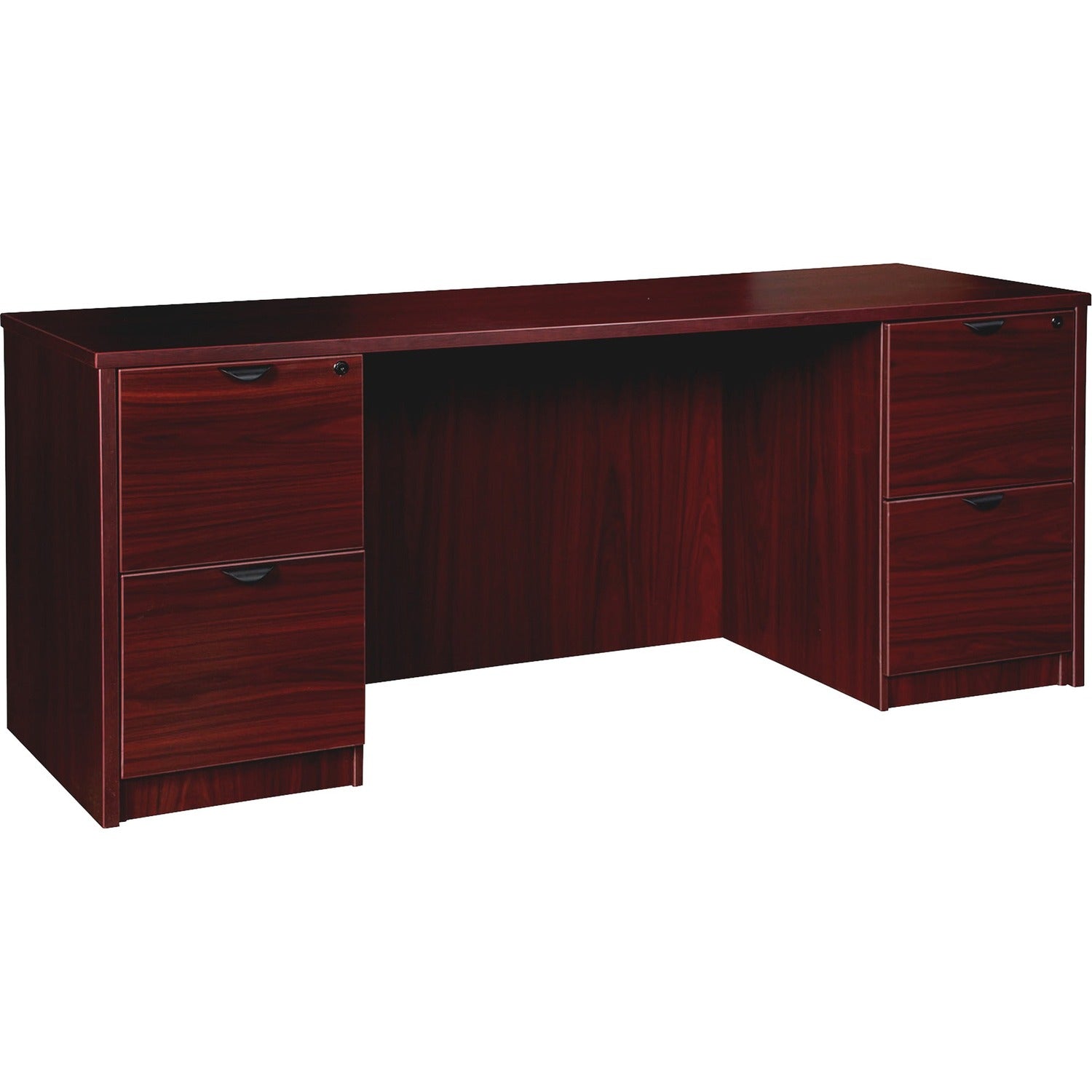 Lorell Prominence 2.0 Double-Pedestal Credenza 29" Height x 72" Width x 24" Depth, x 1" Thickness Top - 2 x File Drawer(s) - Double Pedestal on Left/Right Side - Band Edge - Material: Particleboard - Finish: Thermofused Melamine (TFM) (LLRPC2472MY)