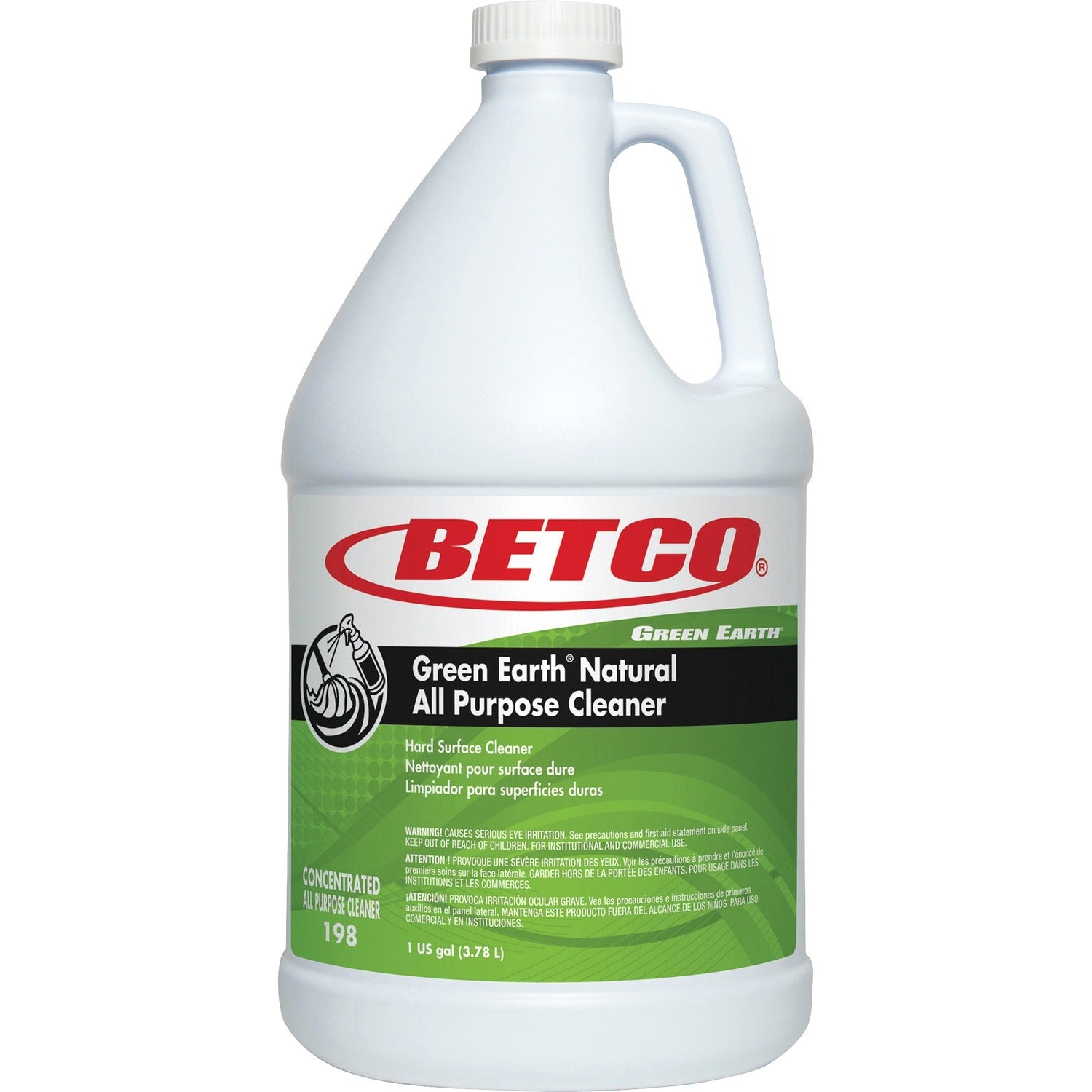 Green Earth Natural All Purpose Cleaner Concentrate - 128 fl oz (4 quart) - Clean Scent - Bio-based, Solvent-free, Streak-free, Non-smearing - Green Bottle - 1 Each (1980400)