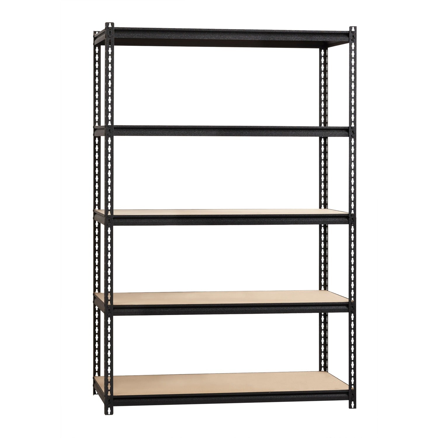 Lorell Iron Horse 2300 lb Capacity Riveted Shelving 5 Shelf(ves) - 72" Height x 48" Width x 18" Depth - 30% Recycled - Black - Steel, Particleboard - 1 Each (LLR59698)