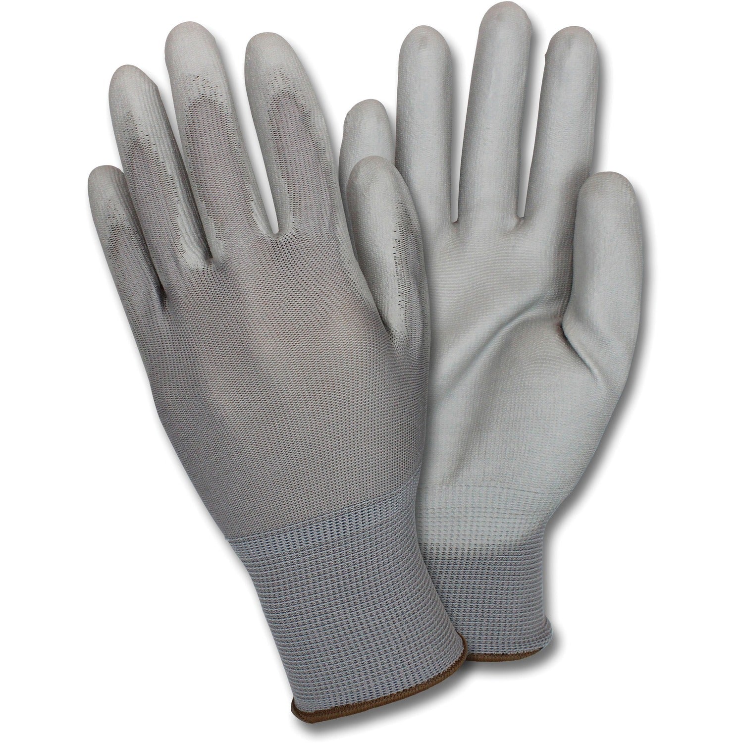 Safety Zone Poly Coated Knit Gloves Polyurethane Coating - Small Size - Gray - Flexible, Comfortable, Breathable, Knitted - For Industrial - 1 Dozen (GNPUSM4GY)