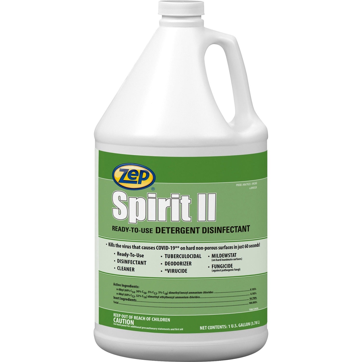 Zep Spirit II Detergent Disinfectant Ready-To-Use - 128 fl oz (4 quart) - Deodorant, Easy to Use, Non-porous - Multi Bottle - 1 Each (67923)