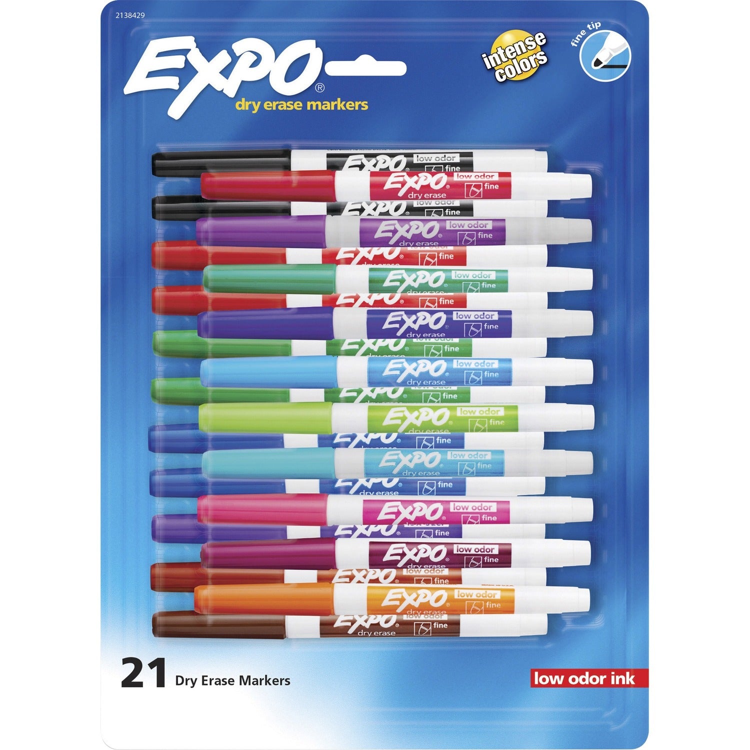 Expo Low-Odor Dry Erase Fine Tip Markers Fine Marker Point - Assorted Ink - Alcohol Based - 21 / Pack (2138429)
