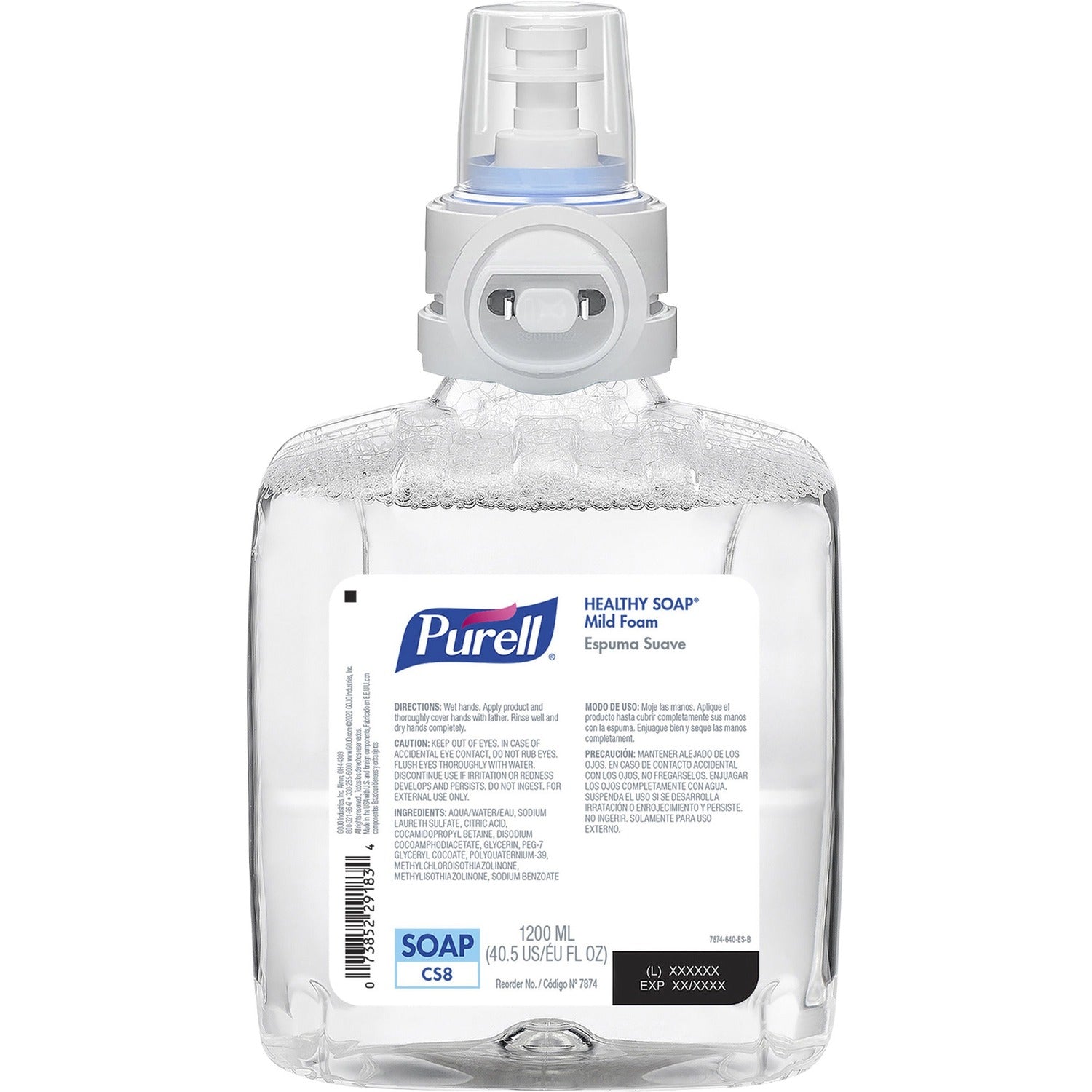 PURELL&reg; CS8 Refill HEALTHY SOAP Mild Foam Fresh Fruit Scent - 1.27 quart - Dirt Remover, Kill Germs - Hand, Skin - Moisturizing - Dye-free, Fragrance-free, Bio-based - 2 / Carton (787402)