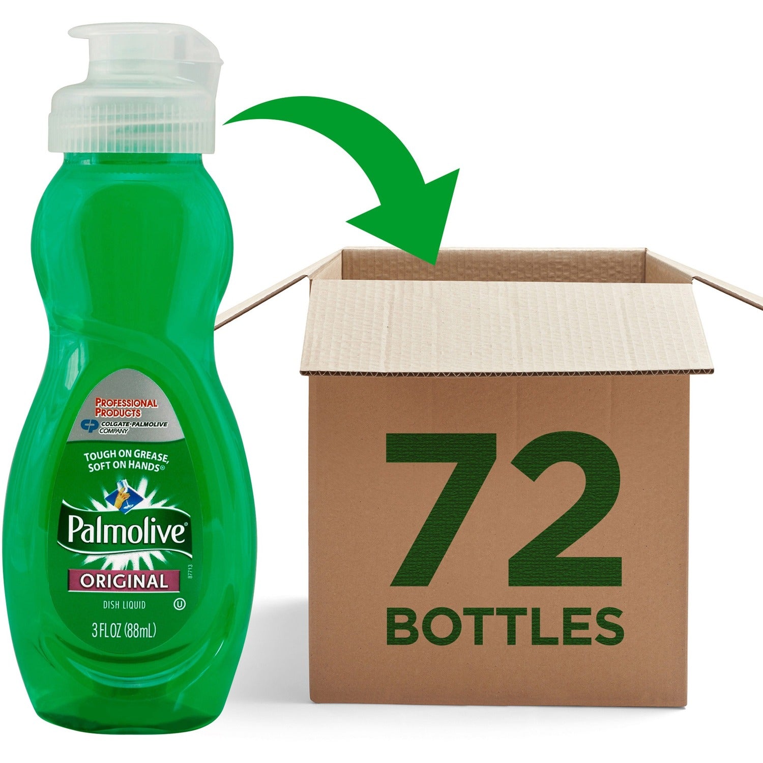 Palmolive Original Dish Liquid 3 fl oz (0.1 quart) - Original Scent - Phosphate-free, pH Balanced - Green - 72 / Carton (201417)