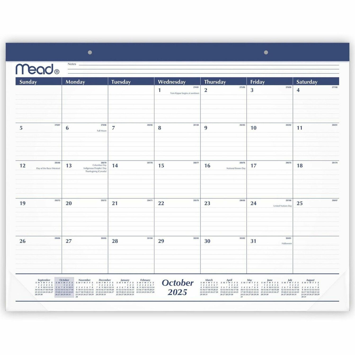 Cambridge Basic 2025-2026 Monthly Desk Pad Calendar, Standard, 21 3/4" x 17" (CRM92020)