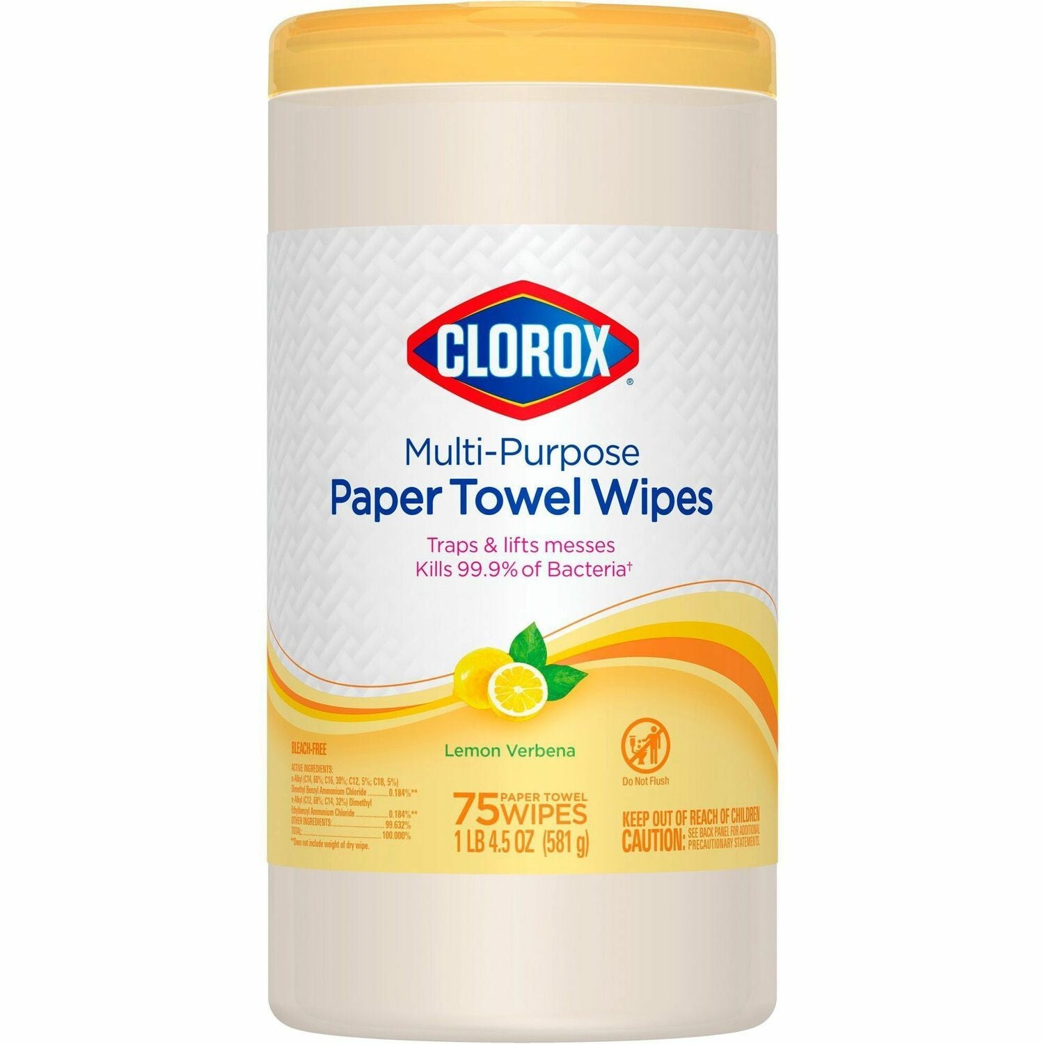 Clorox Multipurpose Paper Towel Wipes Lemon Verbena Scent - Pre-moistened, Textured, Residue-free - White - 75 Tub - 1 Each (32578)