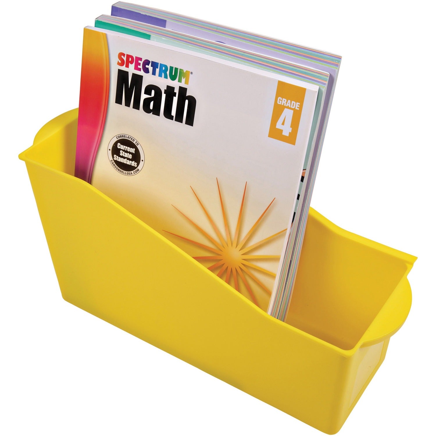 Deflecto Antimicrobial Kids Book Bin 7.35" Height x 14.20" Width x 5.34" Depth - Antimicrobial, Lightweight, Portable, Mold Resistant, Mildew Resistant, Stackable, Handle - Yellow - Polypropylene - 1 Each (39508YEL)