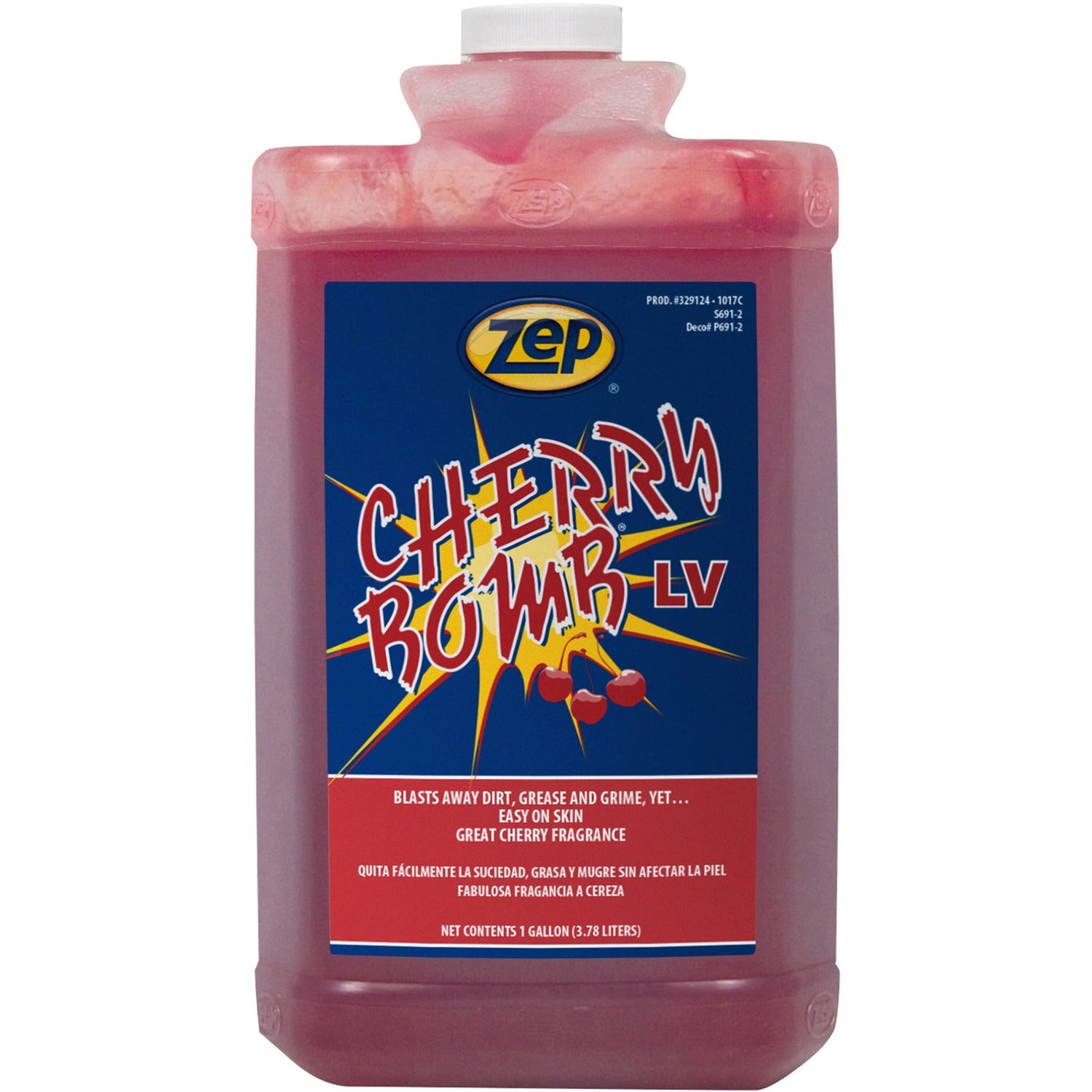 Zep Cherry Bomb LV Industrial Hand Cleaner Cherry Scent - 1 gal - Dirt Remover, Grime Remover, Soil Remover, Ink Remover, Resin Remover, Paint Remover, Adhesive Remover, Tar Remover, Asphalt Remover, Odor Remover, Grease Remover - Hand, Industria (329124)