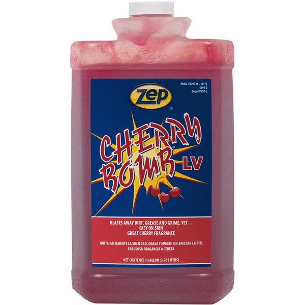 Zep Cherry Bomb LV Industrial Hand Cleaner Cherry Scent - 1 gal - Dirt Remover, Grime Remover, Soil Remover, Ink Remover, Resin Remover, Paint Remover, Adhesive Remover, Tar Remover, Asphalt Remover, Odor Remover, Grease Remover - Hand, Industria (329124)