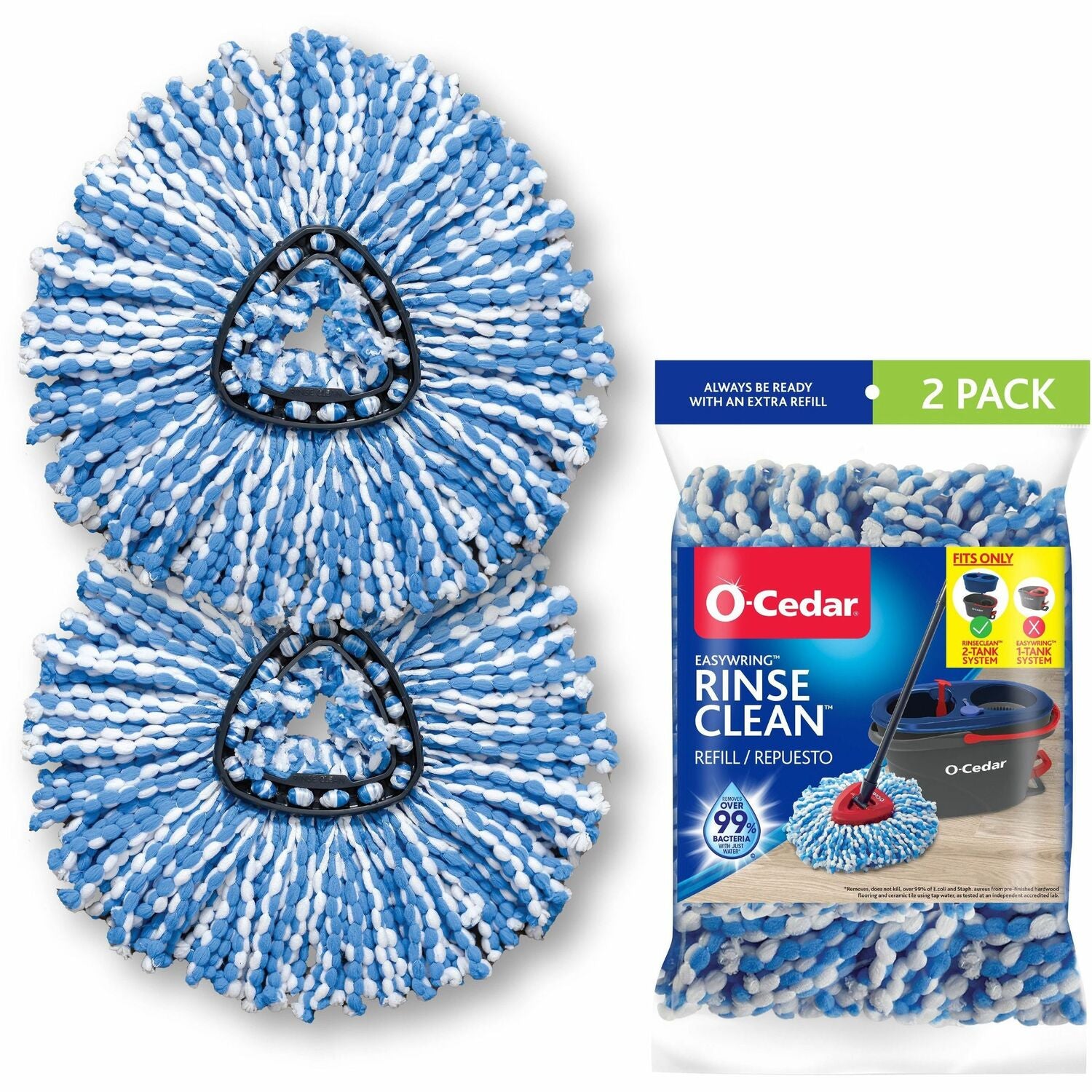 O-Cedar EasyWring Rinse Clean Mop Refill MicroFiber - Multi - 2 / Pack (172092)