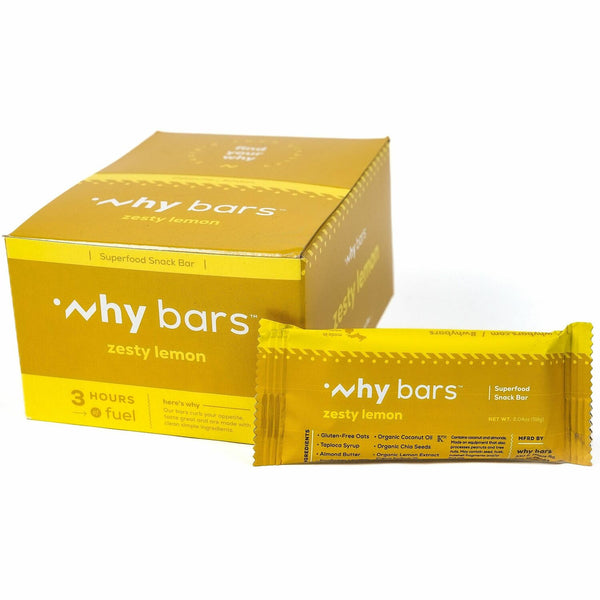 Why Bars Superfood Protein Snack Bars Gluten-free, Dairy-free, Soy-free, Non-GMO, Individually Wrapped - Zesty Lemon - 2.04 oz - 12 / Pack (WB7)