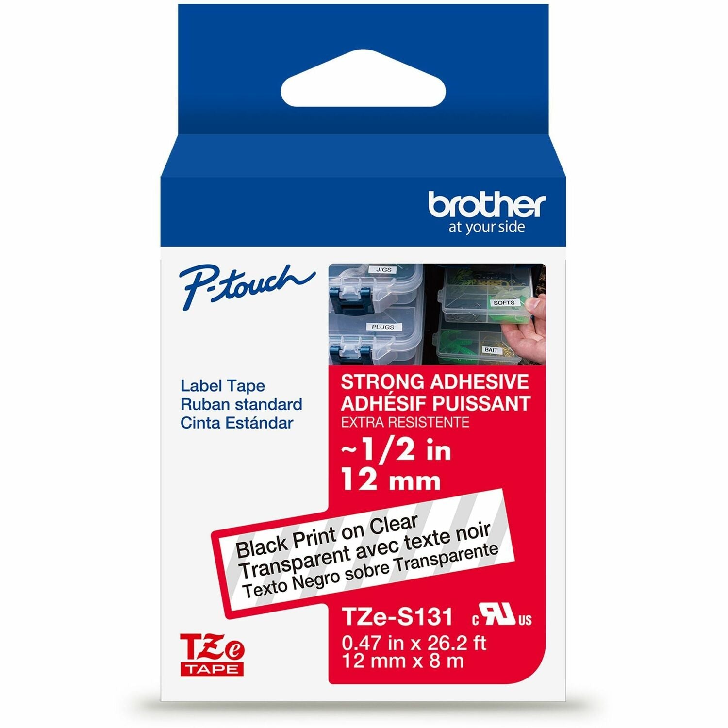 Brother P-touch Extra-Strength TZe Tape Cartridge x 15/32" Width - Cartridge - Clear - Water Resistant - Laminated - Strong, Durable, Customizable, Long Lasting, Abrasion Resistant, Chemical Resistant, Fade Resistant, Sunlight Resistant - 26.20 (TZES131G)