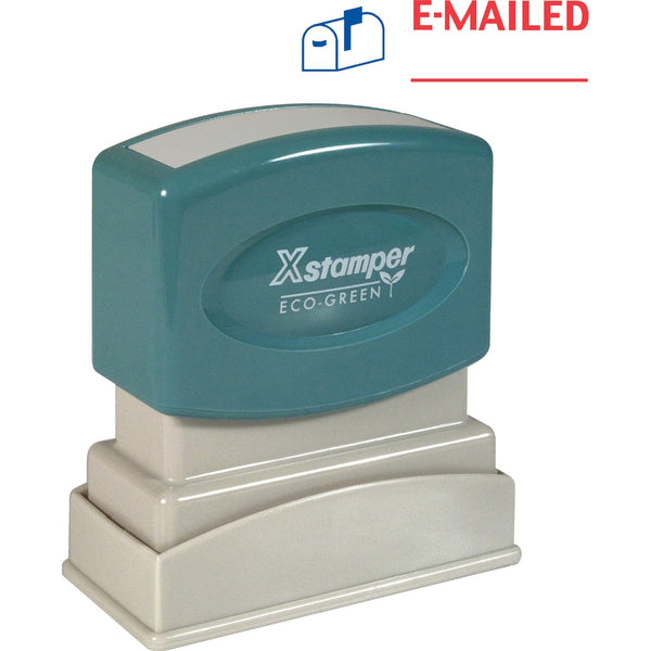 Xstamper E-MAILED Title Stamp Message Stamp - E-MAILED - 0.50" Impression Width - 100000 Impression(s) - Blue, Red - Polymer Polymer - Recycled - 1 Each (2025)