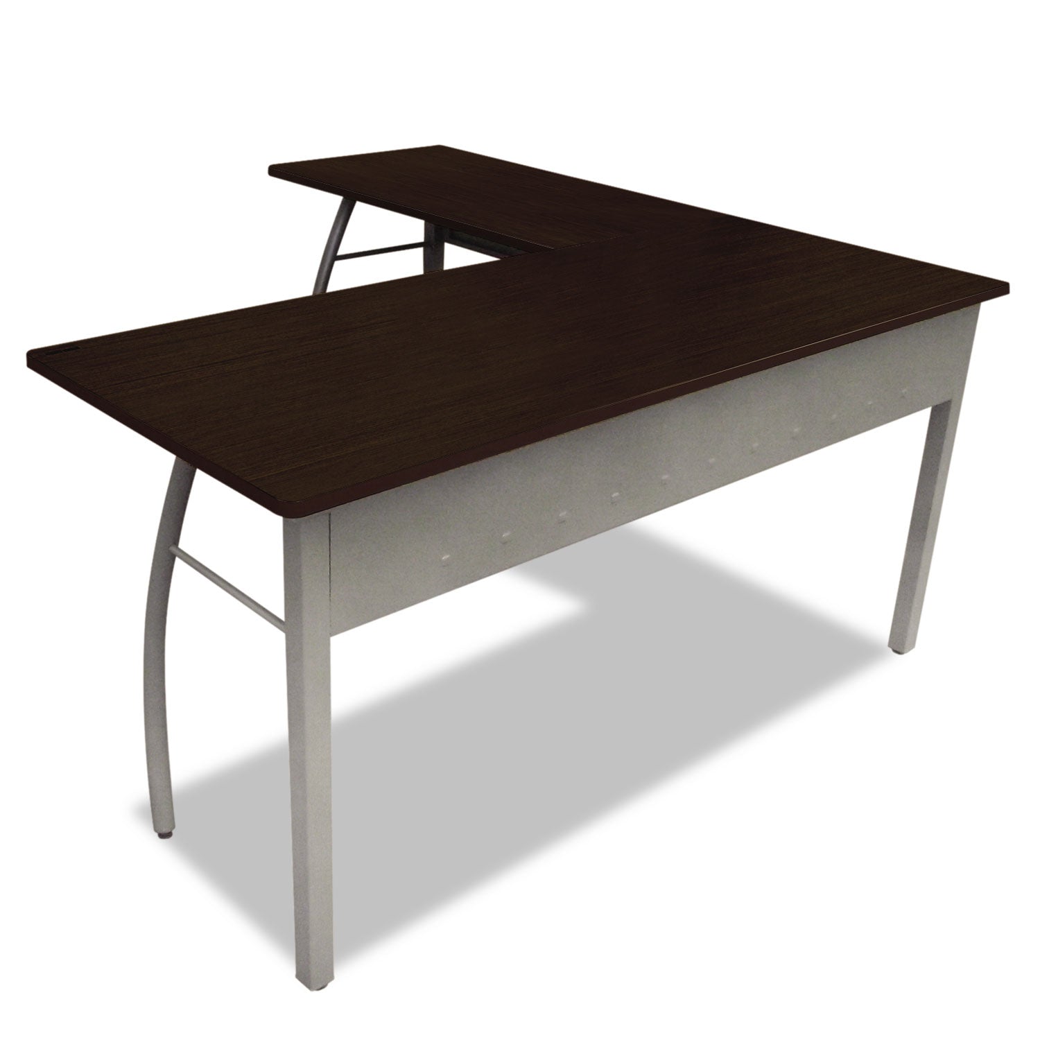 Linea Italia Trento Line L-Shaped Desk, 59.13" x 59.13" x 29.5", Mocha/Gray (TR737MOC)