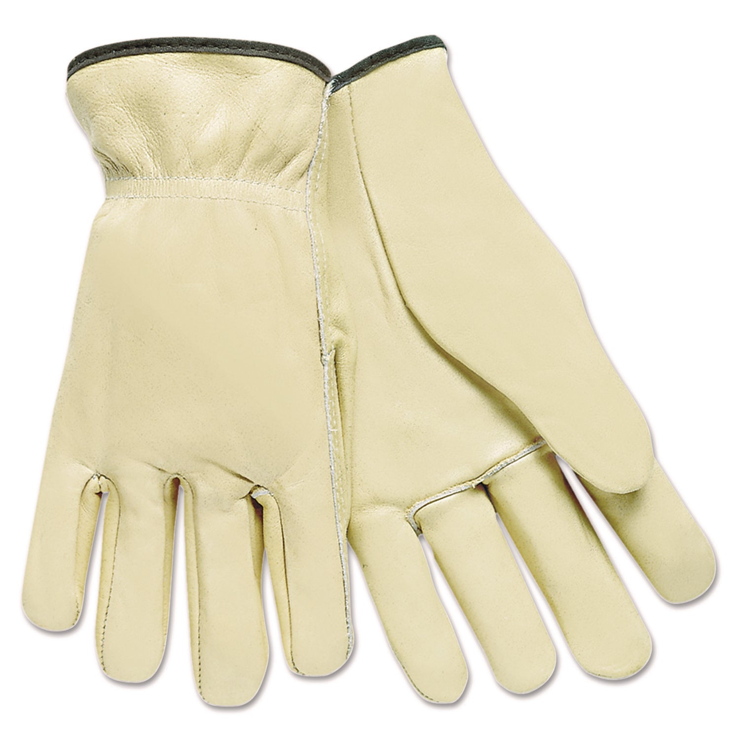 MCR Safety Full Leather Cow Grain Driver Gloves, Tan, Medium, 12 Pairs (3200M)