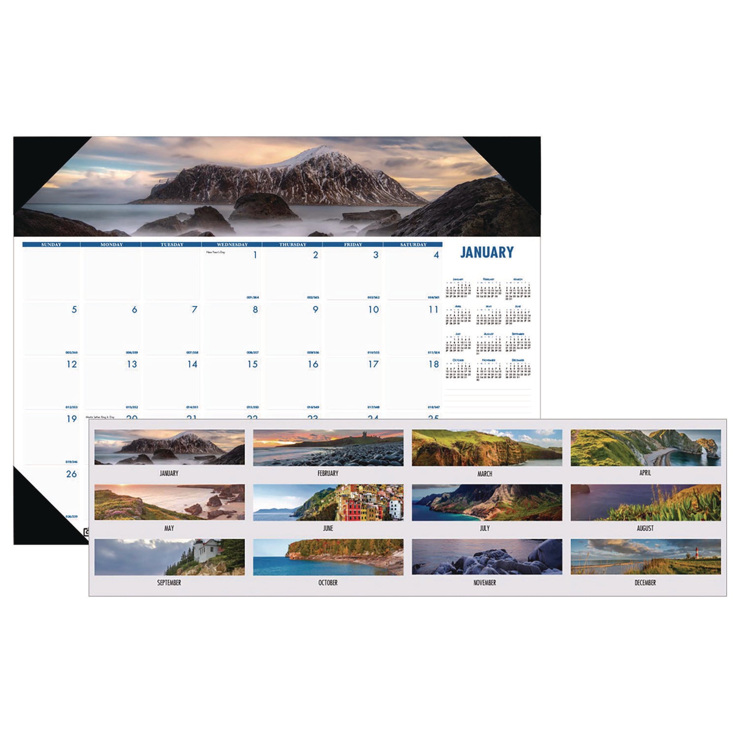 House of Doolittle Earthscapes Recycled Monthly Desk Pad Calendar, Coastlines Photos, 18.5 x 13, Black Binding/Corners,12-Month (Jan-Dec): 2026 (1786)