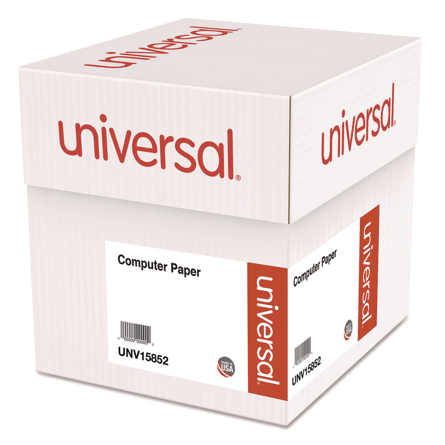 Universal Printout Paper, 1-Part, 20 lb Bond Weight, 14.88 x 11, White/Green Bar, 2,400/Carton (UNV15852)