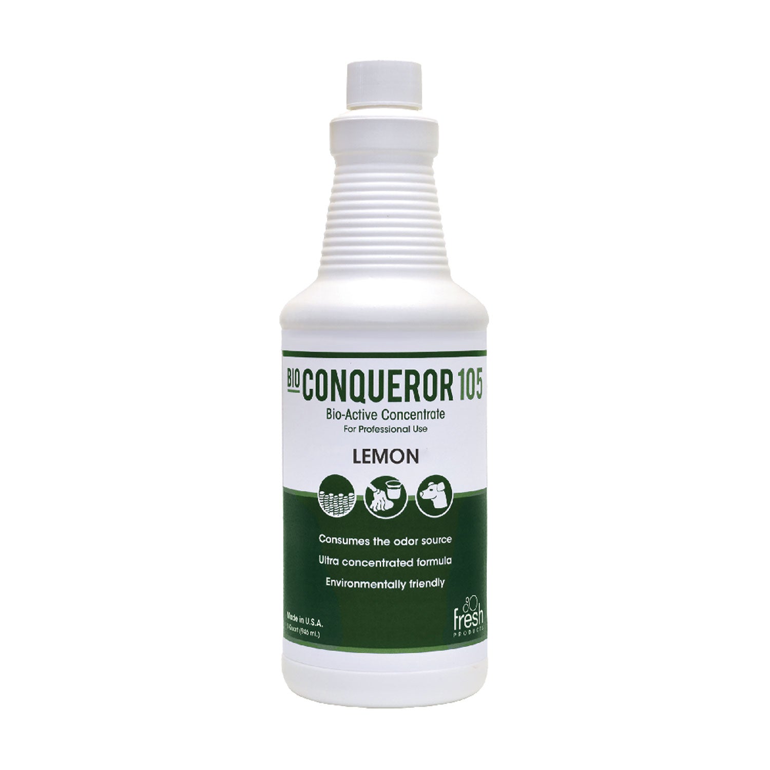 Fresh Products Bio Conqueror 105 Enzymatic Odor Counteractant Concentrate, Citrus, 32 oz Bottle, 12/Carton (1232BWBCT)