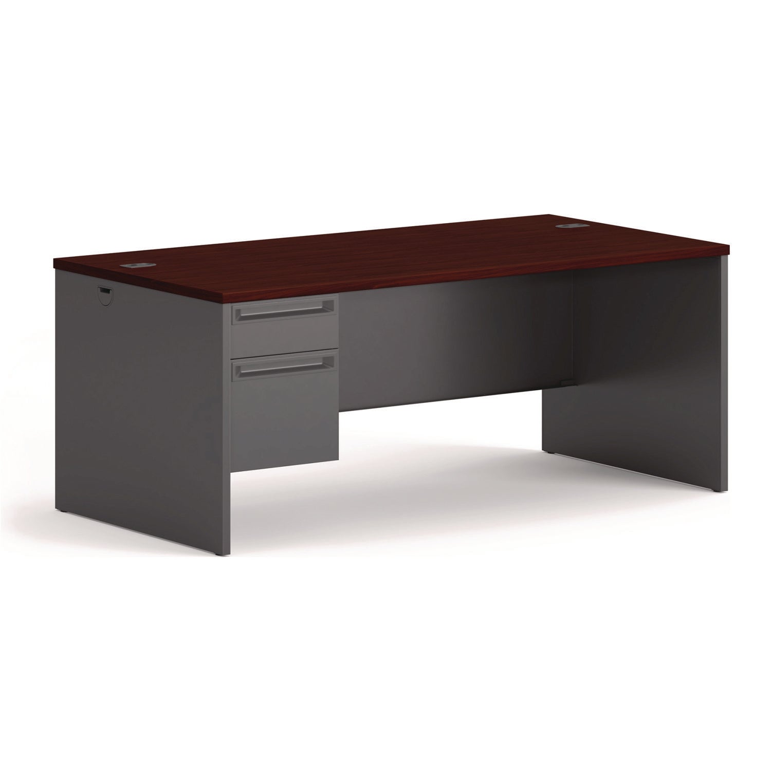 HON 38000 Series Left Pedestal Desk, 72" x 36" x 29.5", Mahogany/Charcoal (38294LNS)