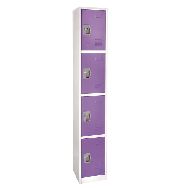 AdirOffice Steel Storage Locker, 4 Compartment, 12 x 12 x 72, Purple (I629204PUR)