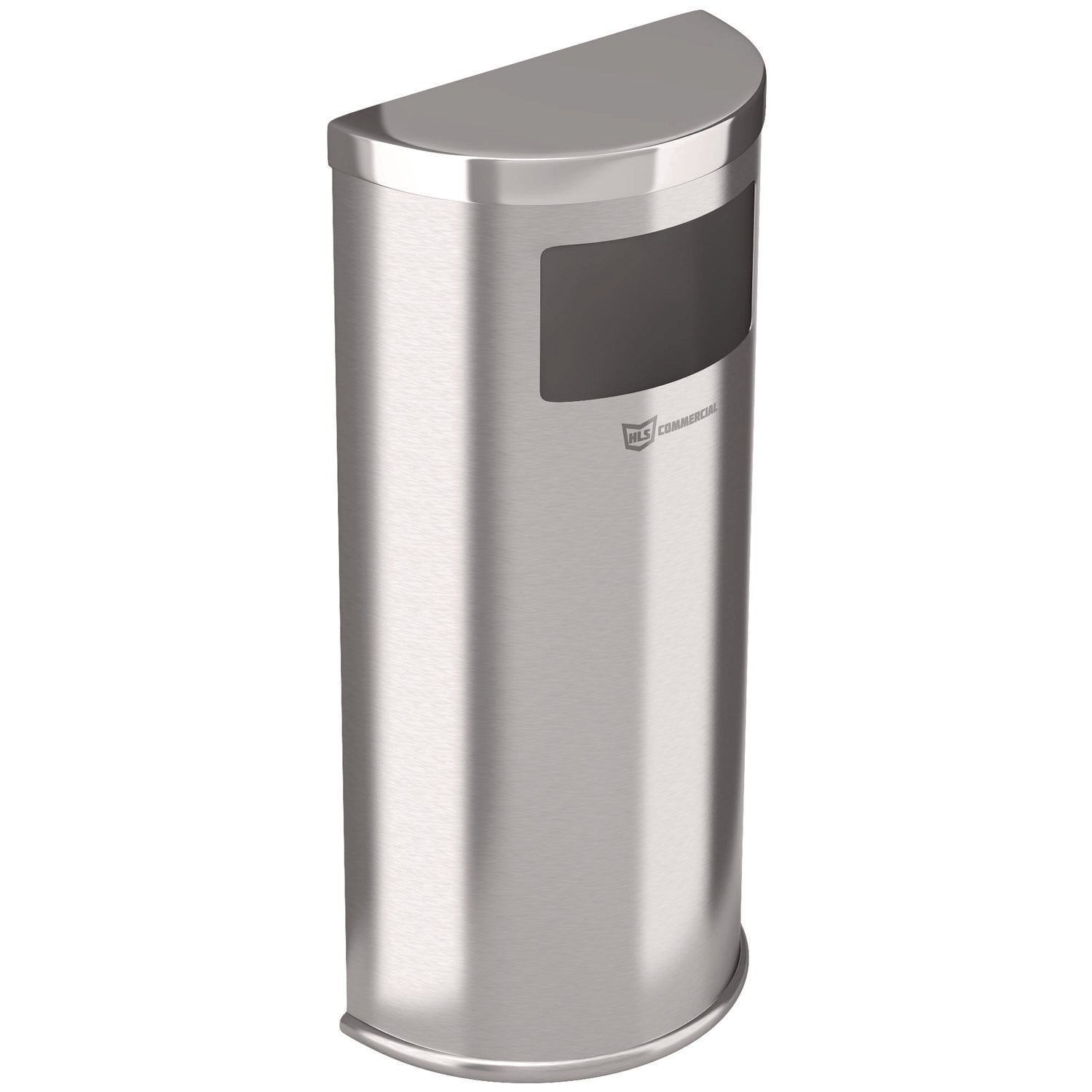 HLS Commercial Side-Entry Trash Can with Wall Mount, 9 gal, Stainless Steel, Silver (HLSC01G09A)