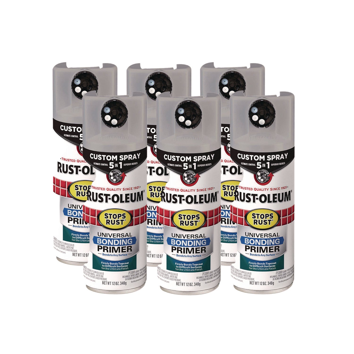 Rust-Oleum Stops Rust 5-in-1 Spray Paint, Gray, 12 oz Aerosol Can, 6/Carton (384761)