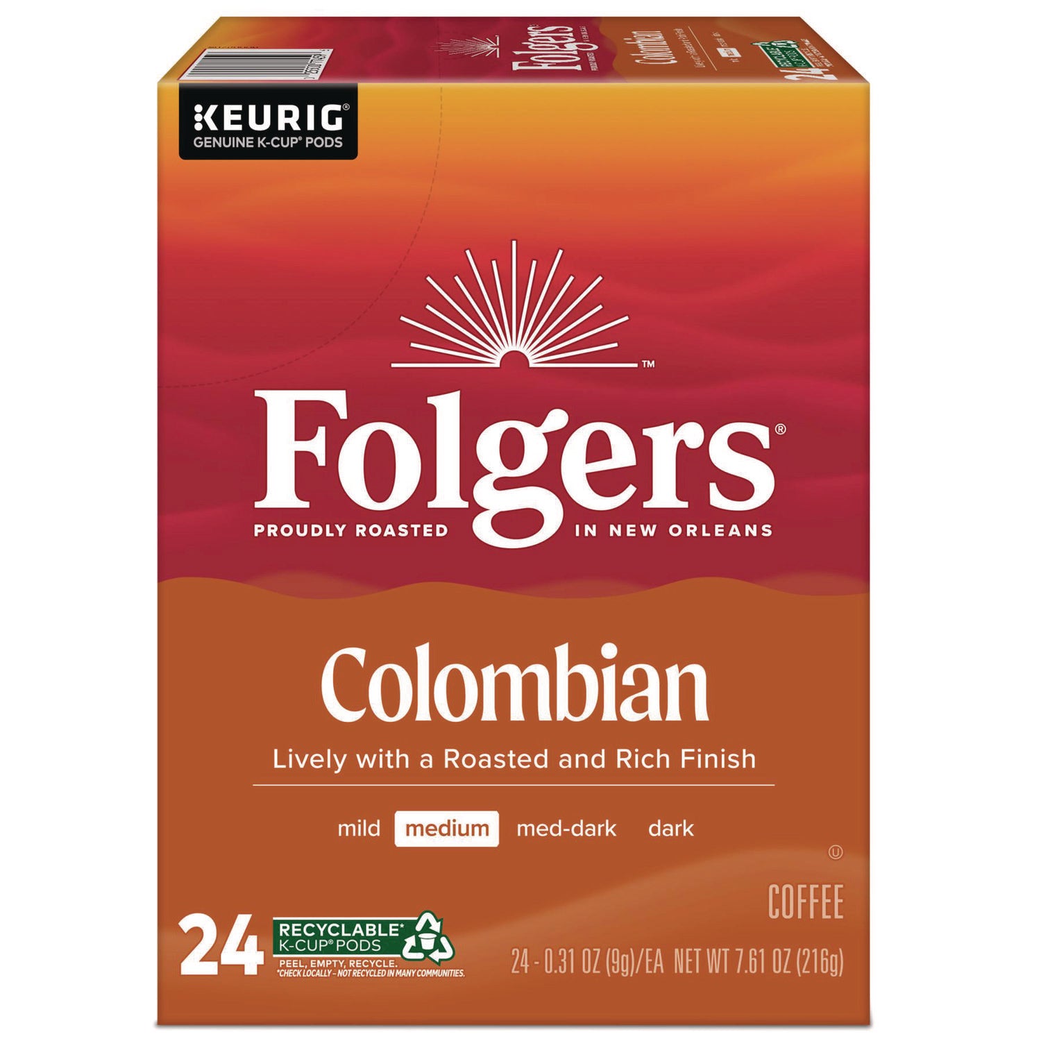 Folgers 100% Colombian Coffee K-Cups, 24/Box (6659)
