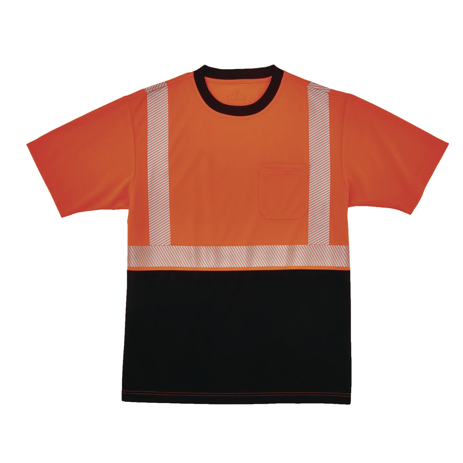 ergodyne GloWear 8280BK Class 2 Performance T-Shirt with Black Bottom, X-Small, Orange (22581)
