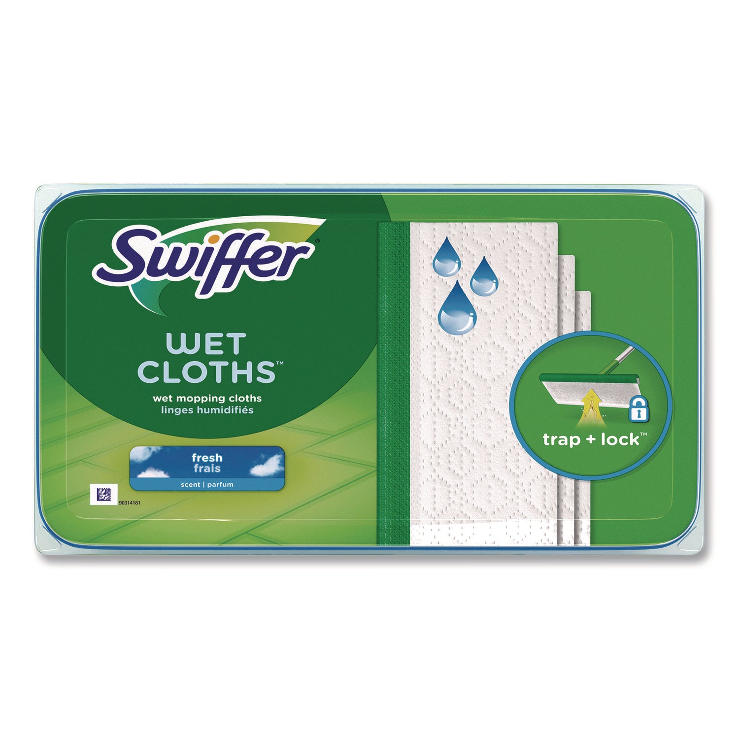 Swiffer Wet Refill Cloths, 10 x 8, Fresh Scent, White, 24/Box (82856BX)