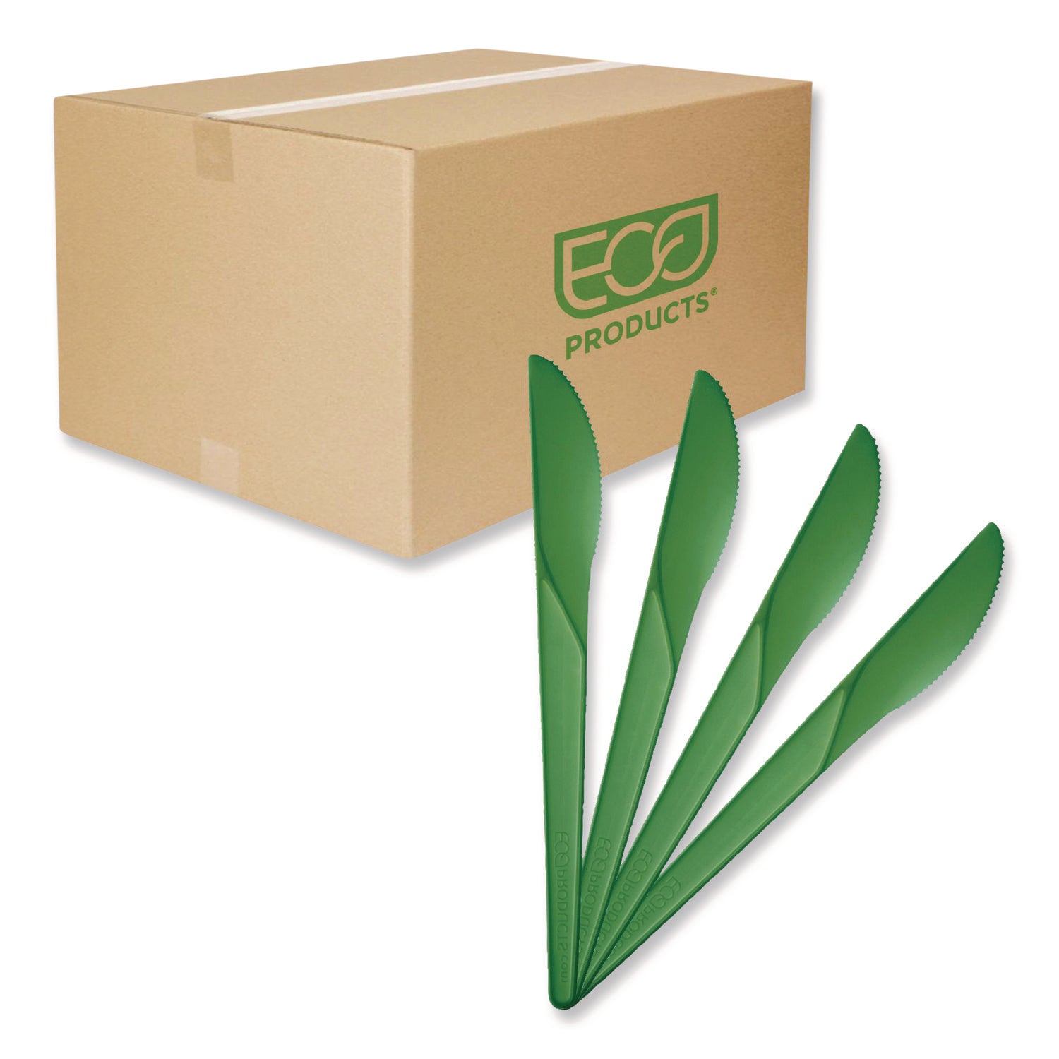 Eco-Products Plantware Compostable Cutlery, Knife, Plastic, Green, 1,000/Carton (EPS011G)