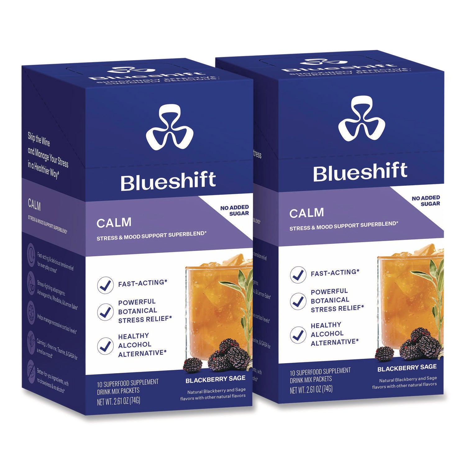 Blueshift Calm Blackberry Sage Drink Mix, 0.23 oz Packets, 10/Pack, 2 Packs/Carton (60004168)