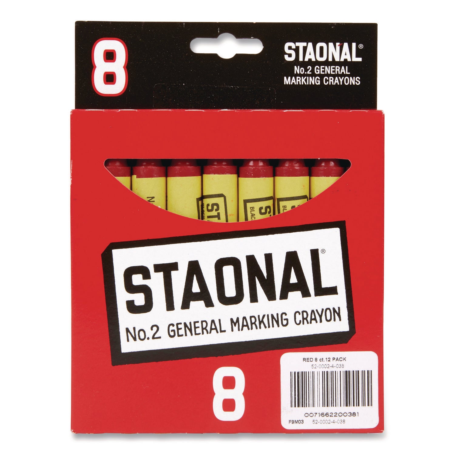 Crayola Staonal Marking Crayons, Red, 8/Box (520002038)