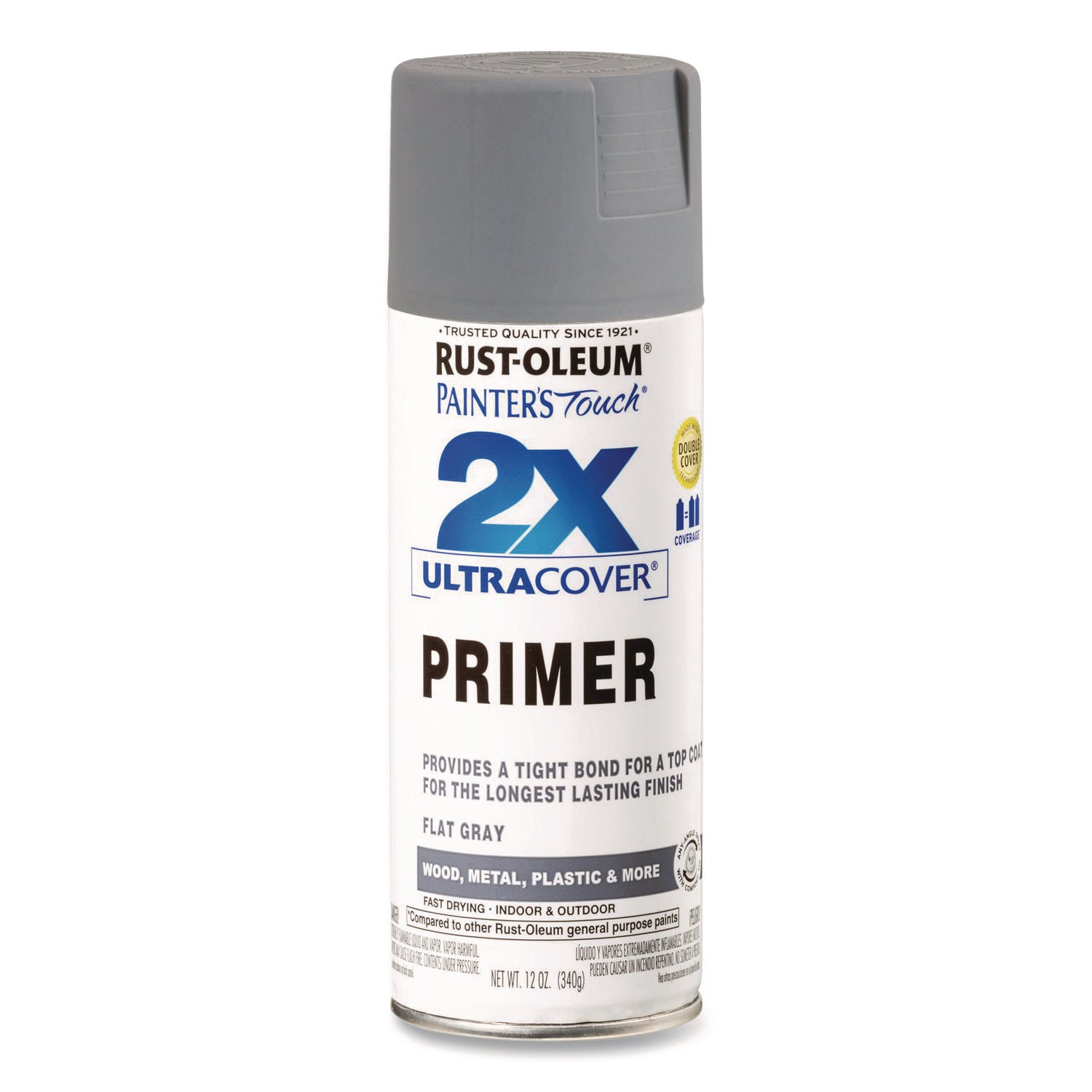 Rust-Oleum Painter's Touch 2X Ultra Cover Spray Paint, Flat Gray, 12 oz Aerosol Can (334017EA)