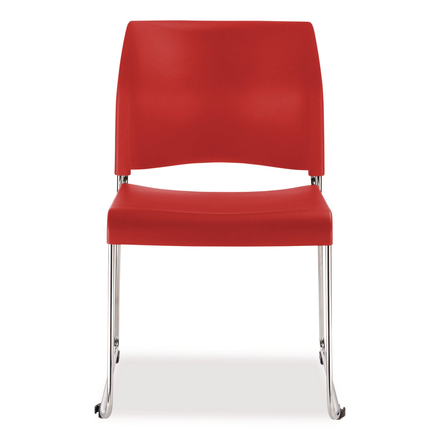 NPS 8800 Series Cafetorium Plastic Stack Chair, Supports Up to 500 lb, 18" Seat Height, Red Seat, Red Back, Chrome Base, 4/Carton (881711174)