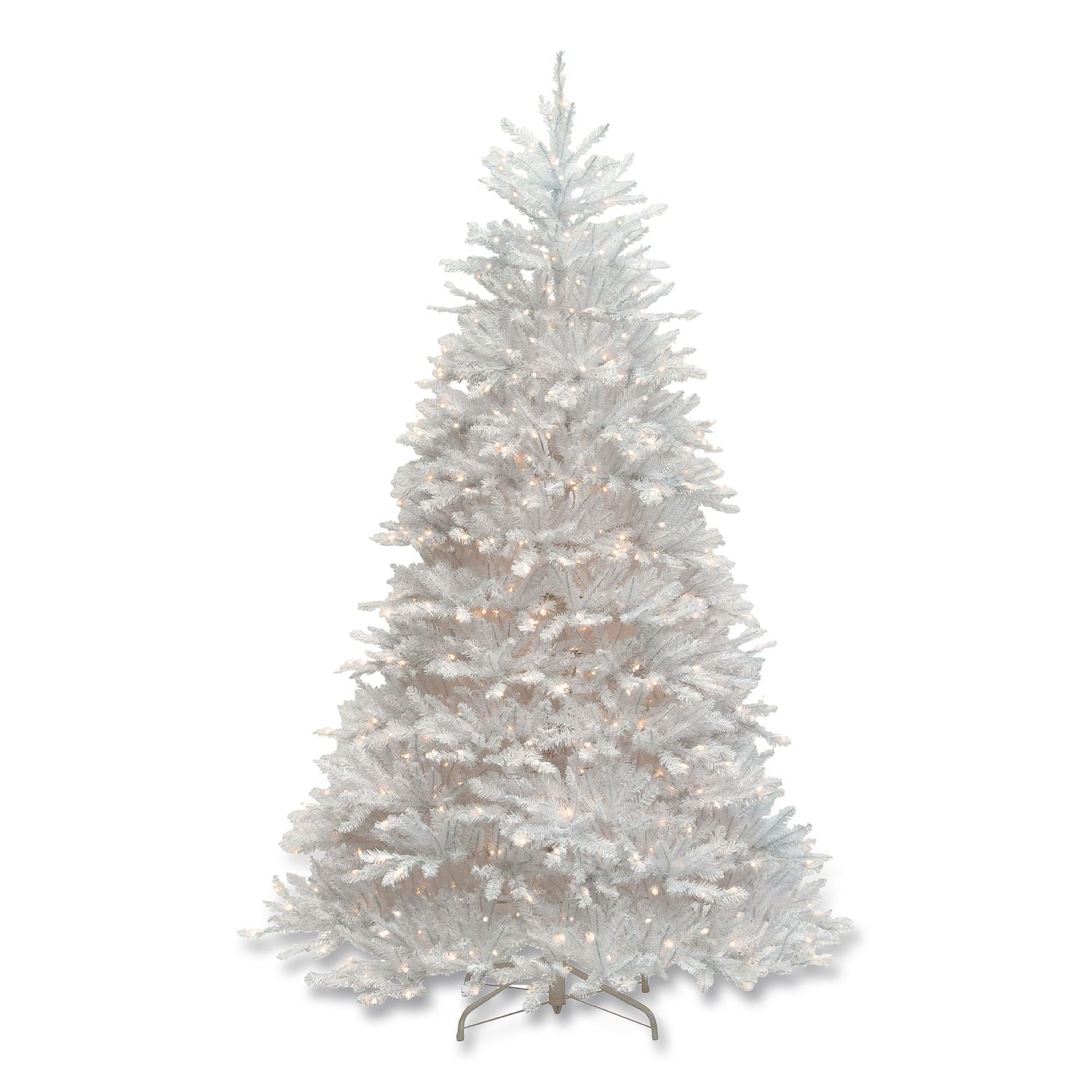 National Tree Company Pre-Lit Dunhill Fir White Tree, 59" x 59" x 90", White Tree, White Tree Stand (DUWH75LO)