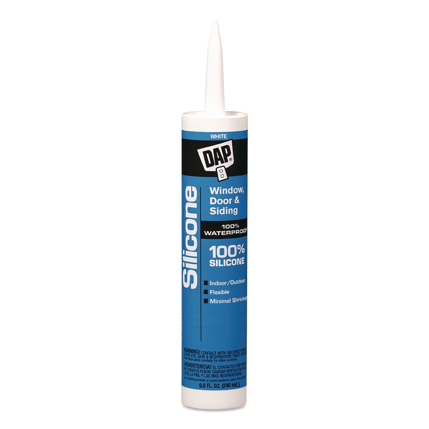 DAP 100 Percent Silicone Rubber Sealant, 9.8 oz Capsule/Cartridge, White, 12/Pack (7079808646)