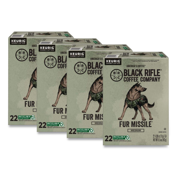 Black Rifle Coffee Company Fur Missile Coffee K-Cups, 22/Box, 4 Boxes/Carton (5510CT)