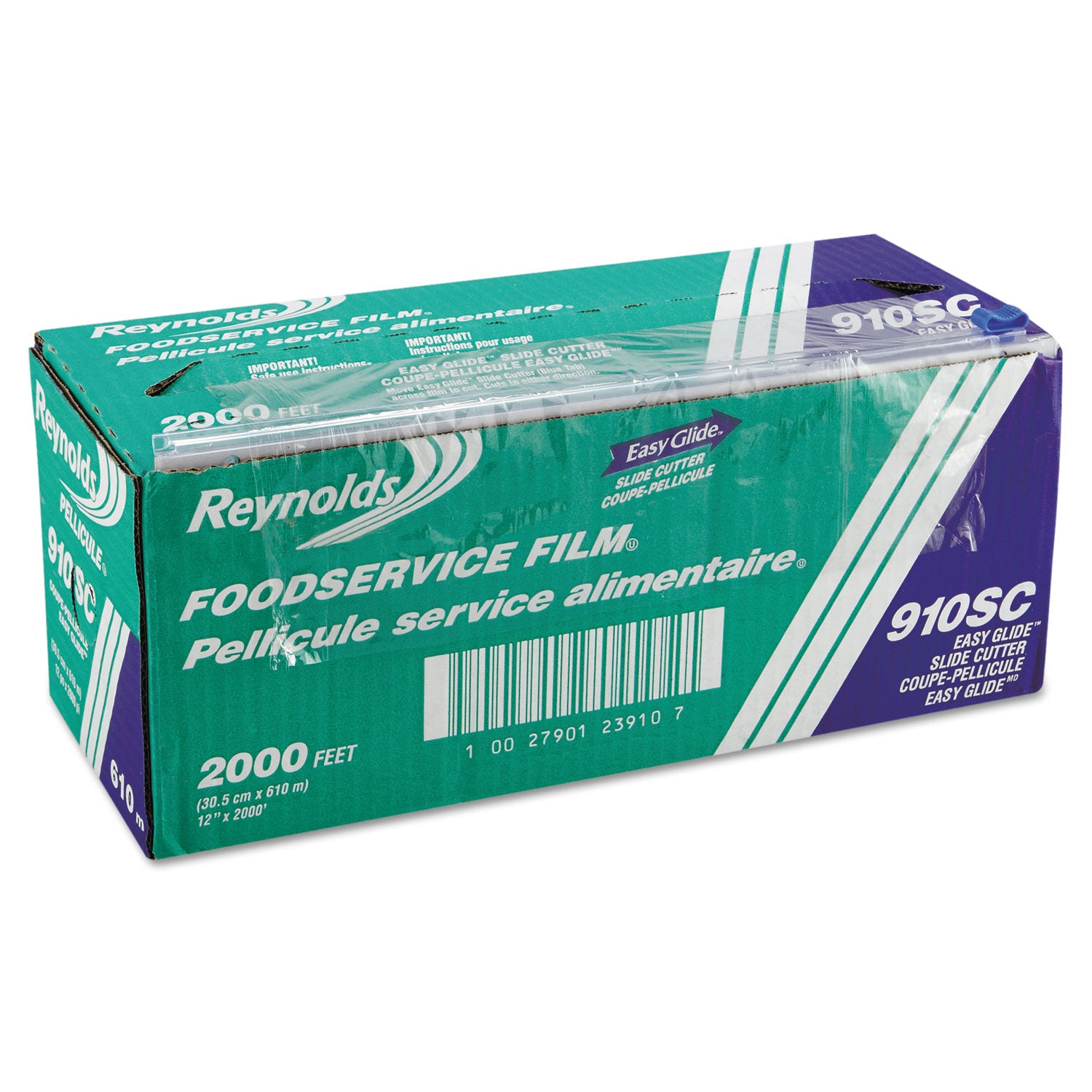 Reynolds PVC Food Wrap Film Roll in Easy Glide Cutter Box, 12" x 2,000 ft, Clear (910SC)