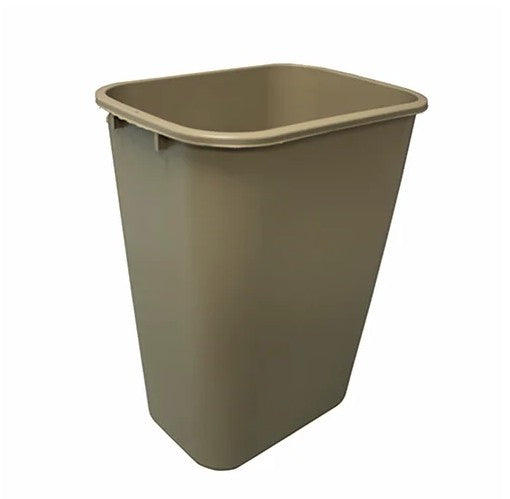 Rectangular Soft-sided Plastic Wastebasket, 41 Quart, No Pinchm Design, Seamless, Durable Molded Polyethylene, Beige, Case Of 12 (7703-15)