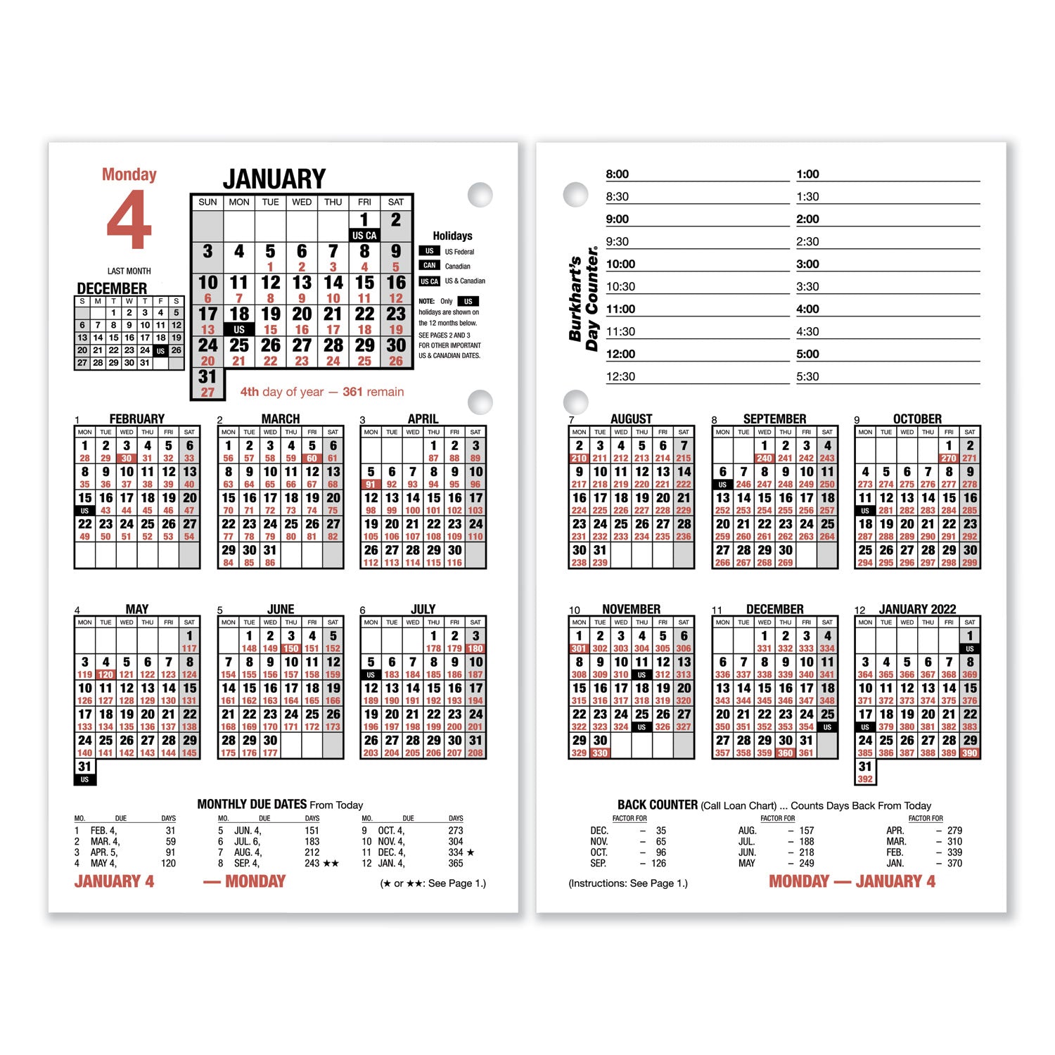 AT-A-GLANCE Burkhart's Day Counter Desk Calendar Refill, 4.5 x 7.38, White Sheets, 12-Month (Jan to Dec): 2026 (E71250)